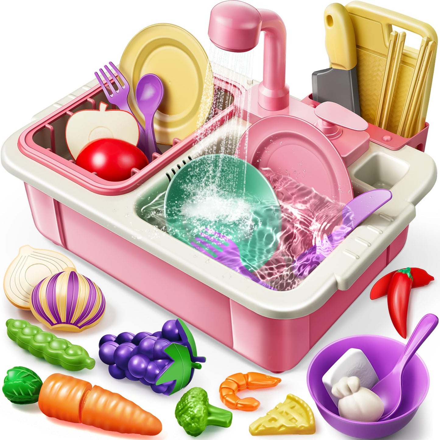 Kids Kitchen Sink Toy with Running Water Set