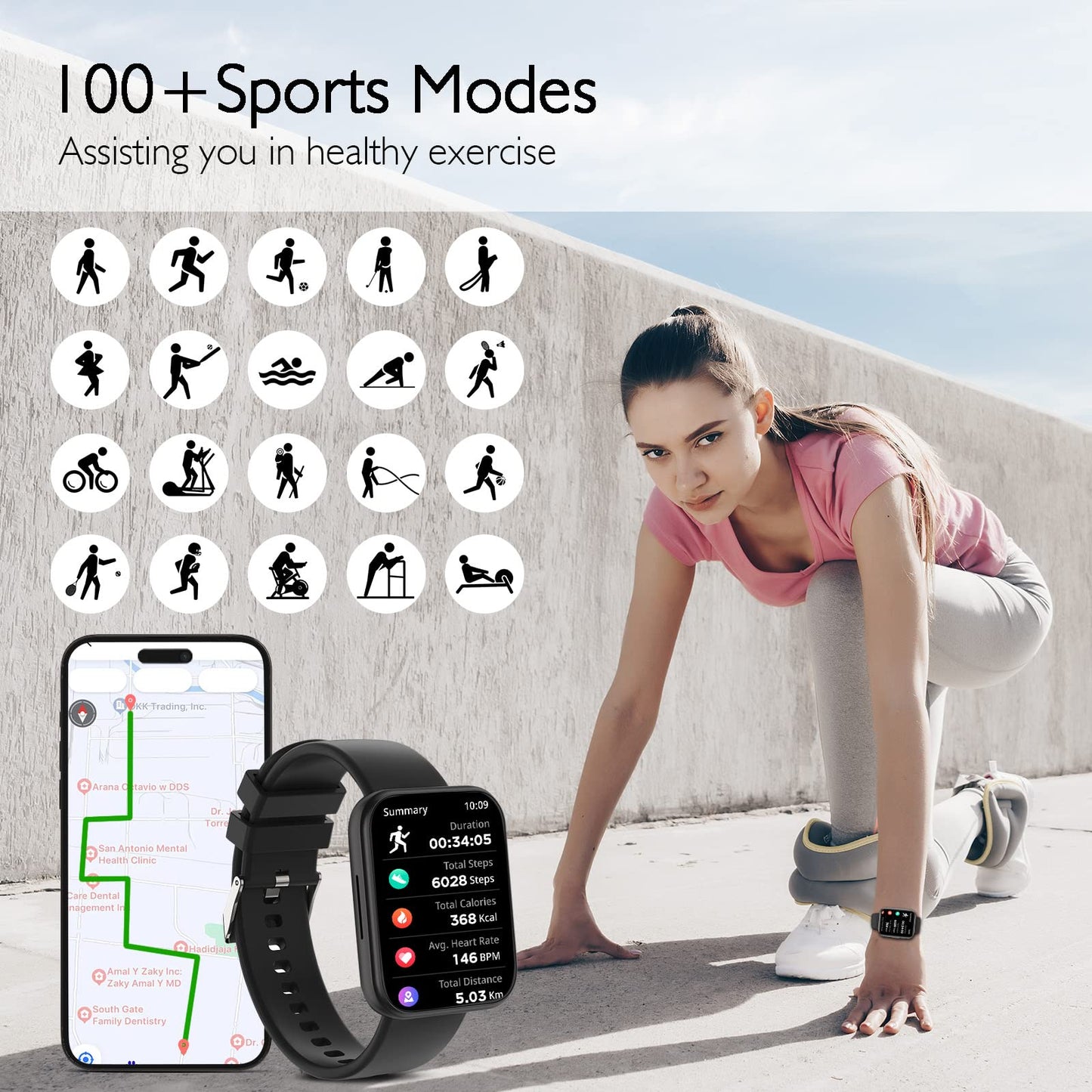 LOJUSIMEH Bluetooth Call Smartwatch for Fitness