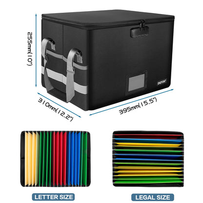 ENGPOW File Box with Lock,Fireproof Box File Storage Organizer Anti-Static Box,Collapsible Fireproof Document Box Filing Box with Handle,Portable Home Office Safe for Hanging Letter/Legal Folder