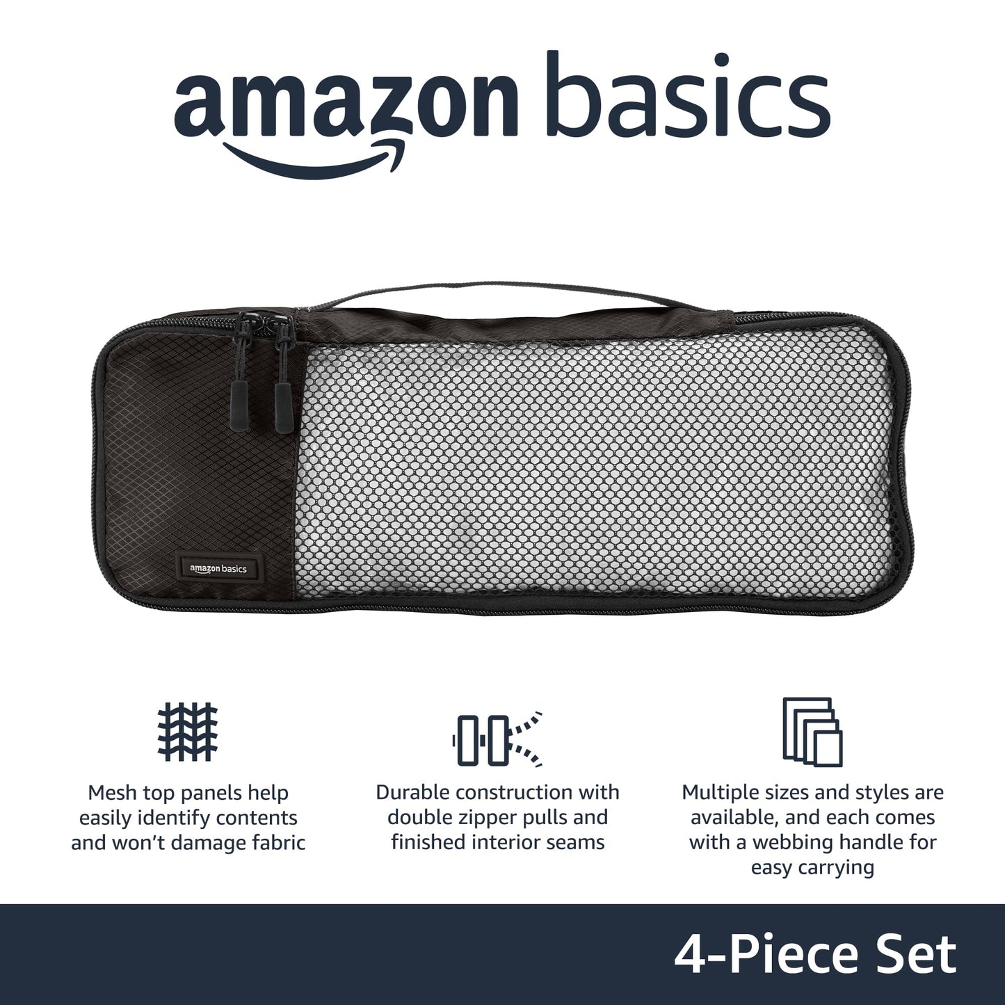 4-Pack Amazon Basics Packing Cubes for Travel