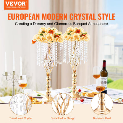 VEVOR Gold Crystal Wedding Centerpieces 2PCS 55cm