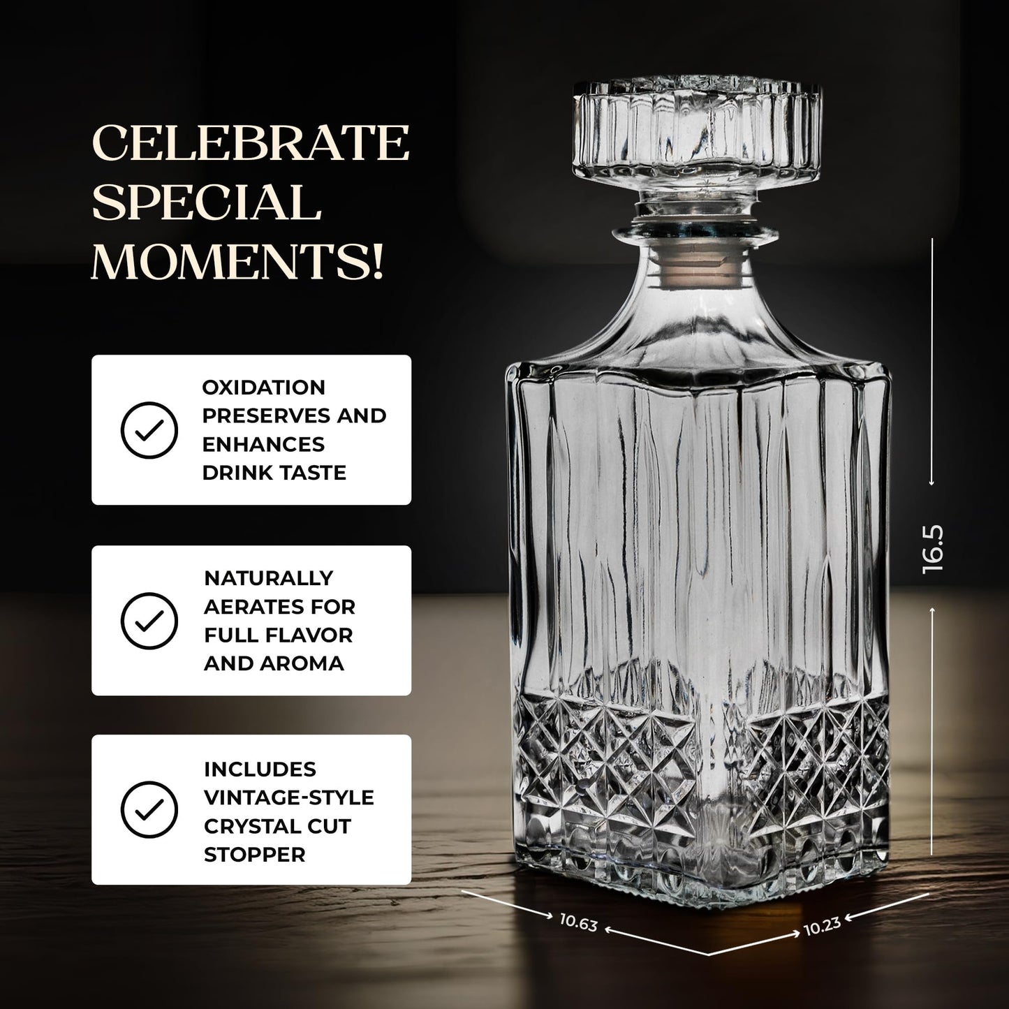 American Atelier Whiskey Decanter & Glass Set, 7-Piece