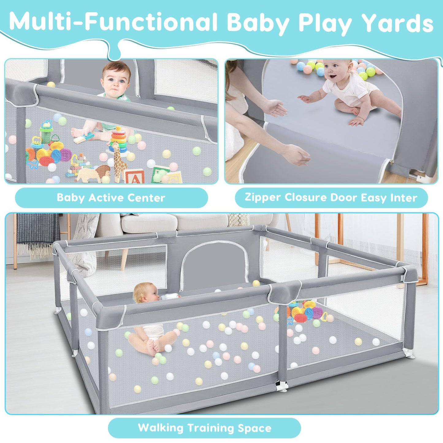 Fshibila Baby Playpen for Indoor & Outdoor Use