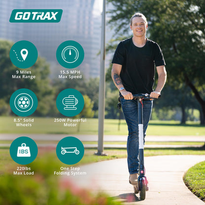 Gotrax GXL V2 Electric Scooter, 8.5" Solid Tire, Max 9 Mile and 15.5Mph Speed Power by 250W Motor, Lightweight 25.95lb and Cruise Control, Aluminum Alloy Frame Foldable Escooter for 13+ Teens Adults