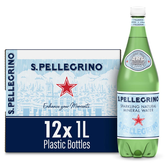 12 Bottles San Pellegrino Sparkling Mineral Water 33.8 fl oz.
