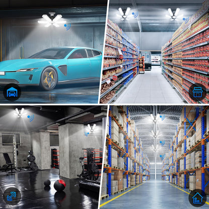 Unenrui Garage Light-2 Pack, 40W 18000LM 6500K LED Shop Lights with 6+1 Adjusted Panels for Workshop, Garage, Basemen Led Ceiling Lamp for Home Users - Screw-in E26/E27 110V