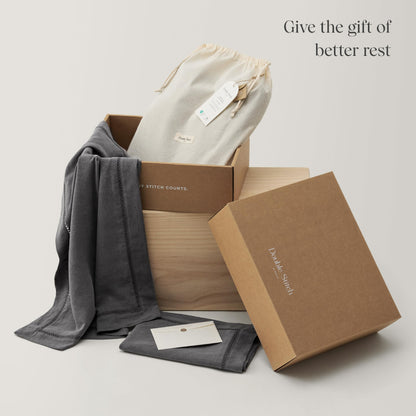 Linen Duvet Cover Set - Queen Size, Charcoal Grey