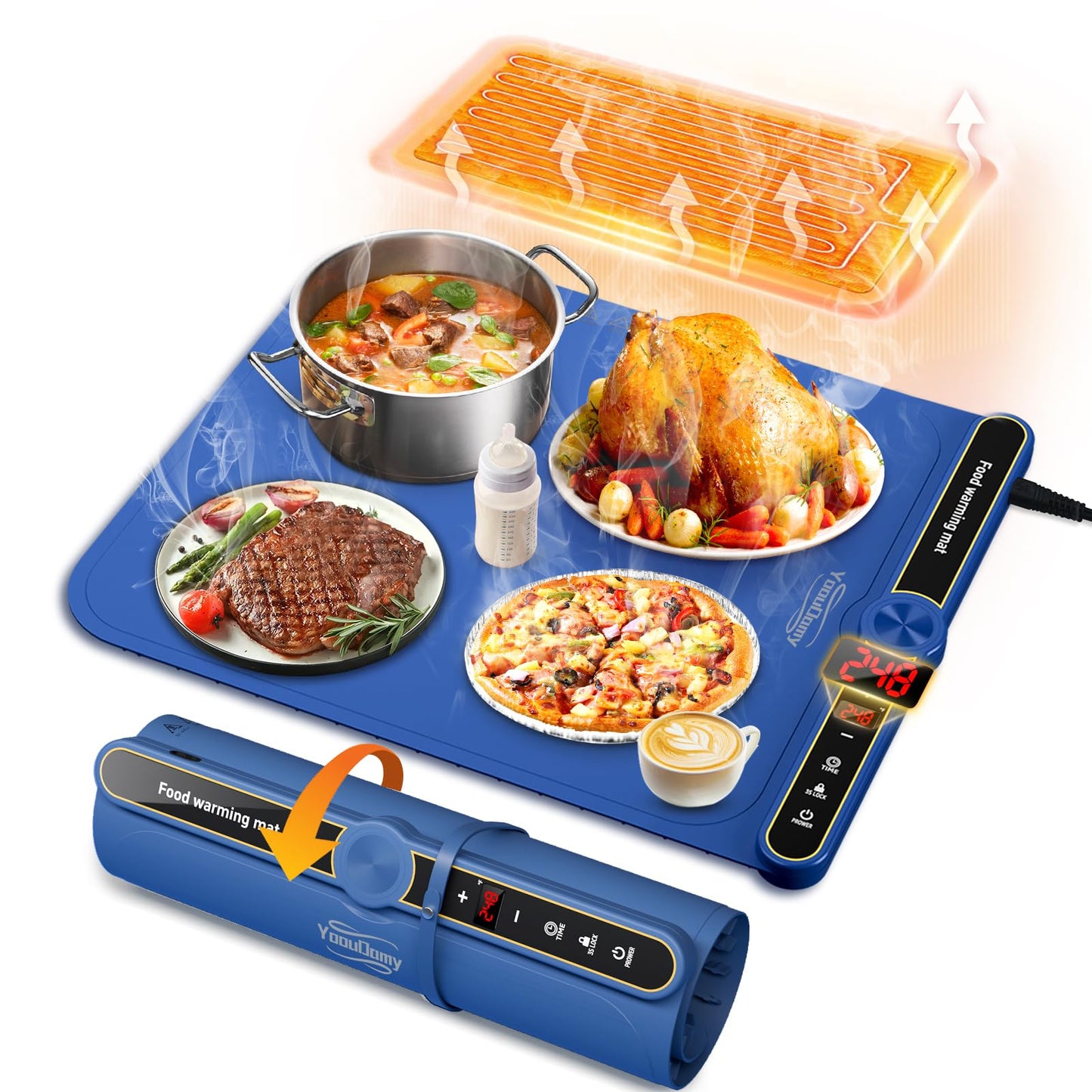 Portable Food Warming Mat with Auto Shut-Off