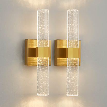 OYLYW Gold Wall Sconces Set of 2,Crystal Bathroom Dimmable Vanity Light Fixture, LED Wall Lights 10W 3000K Warm White Bedroom Sconce Wall Lighting