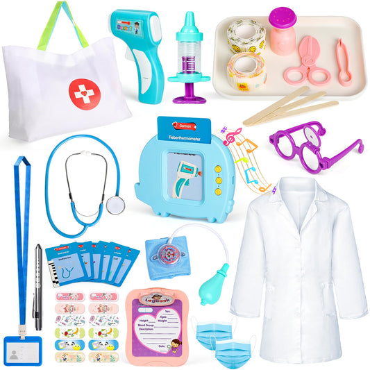 Kids Doctor Kit Play Set with Flash Cards