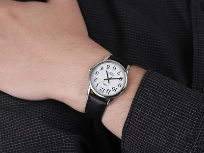 Timex Easy Reader Black Leather Strap Watch