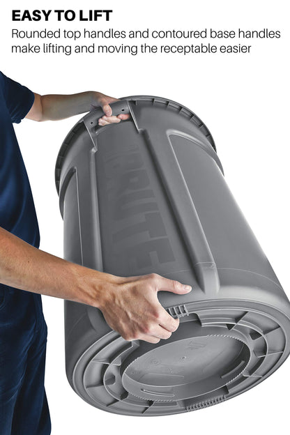 Rubbermaid Commercial Products BRUTE Heavy-Duty Round Recycling/Composting Bin, 32-Gallon, Blue Recycling, Pack of 6
