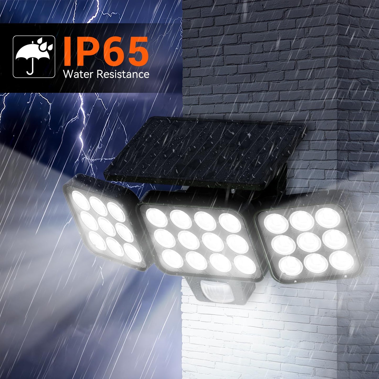 2 Pack WdtPro Solar Motion Sensor Flood Lights