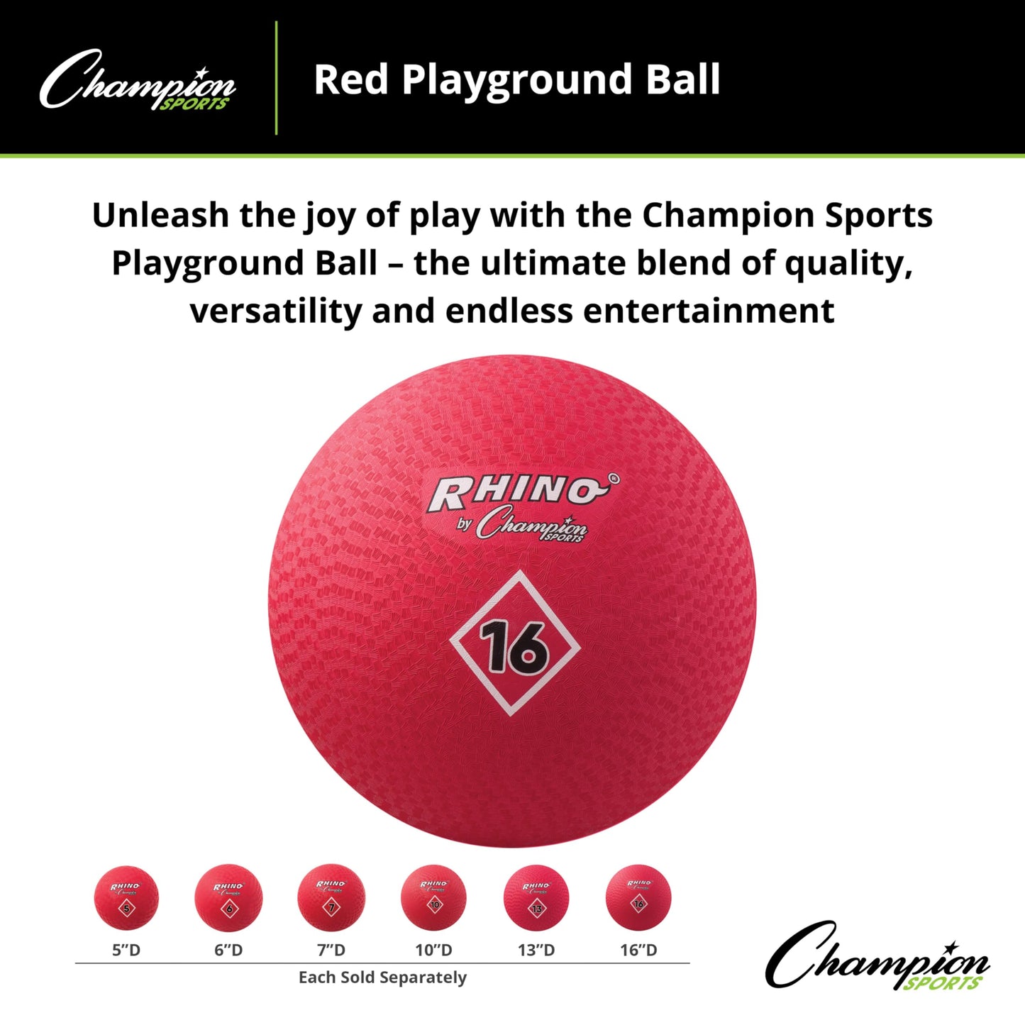 Champion Sports 16-Inch Red Playground Ball