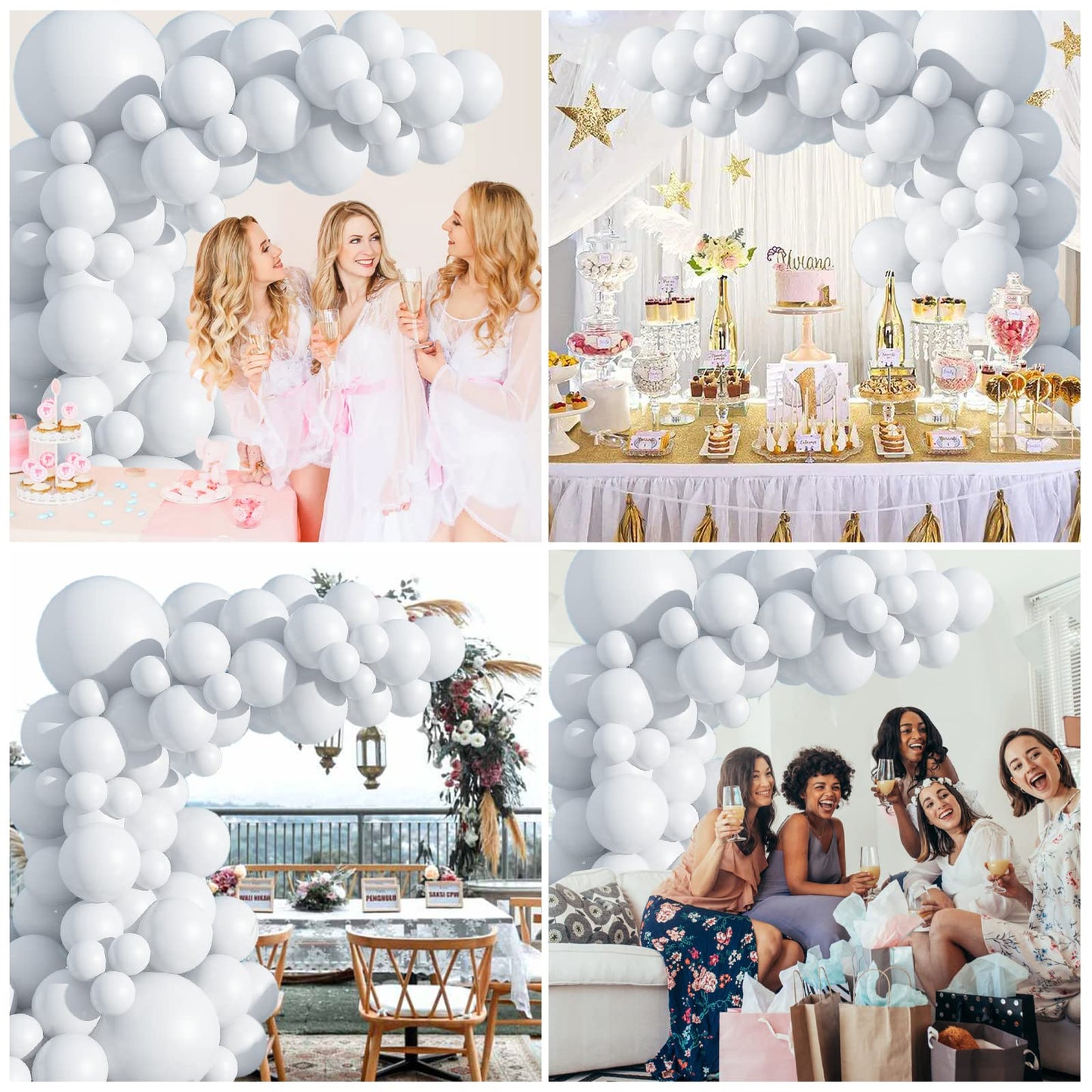 104PCS White Balloon Garland Arch Kit
