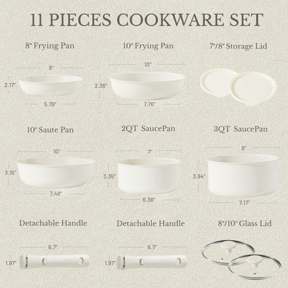 CAROTE Nonstick Cookware Set with Detachable Handle