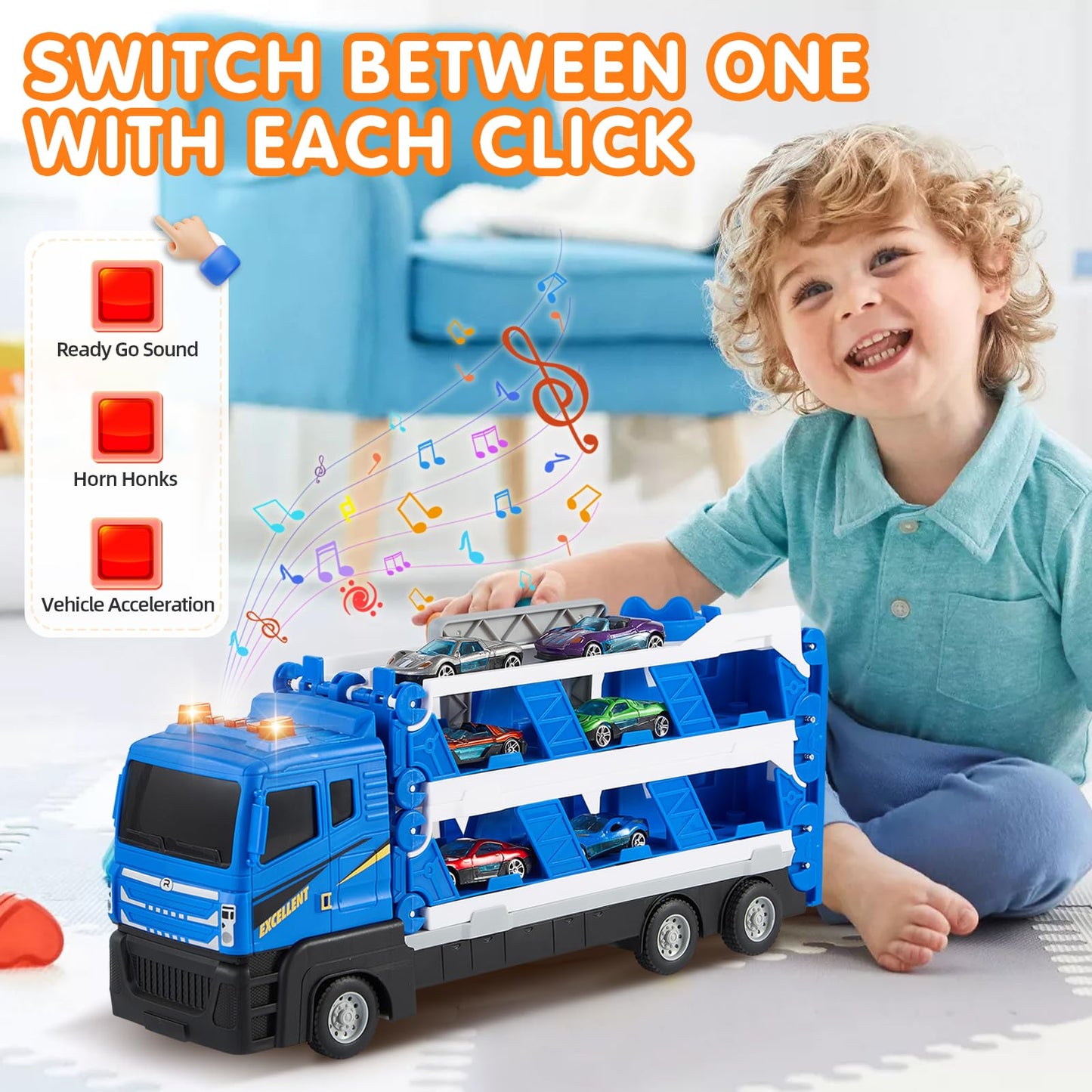 Transformable Truck Race Track Toy Set for Kids