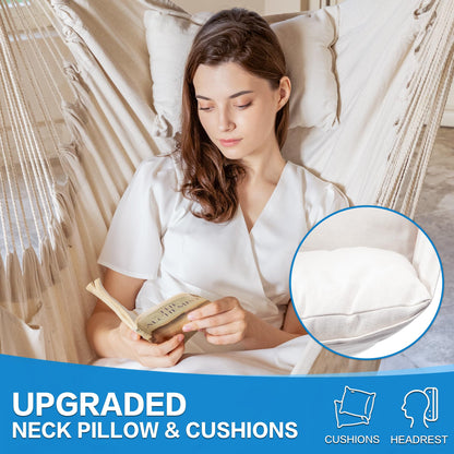PNAEUT Modern Style Hanging Chair for Bedroom with 2 Cushions and Pillow (Beige)