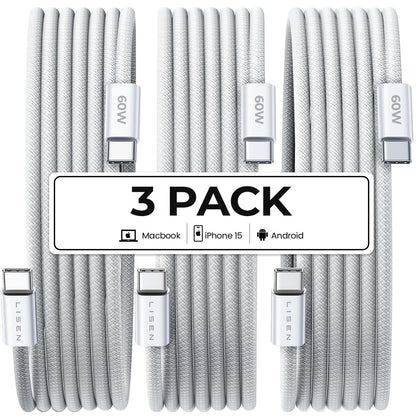 LISEN 60W USB C Fast Charging Cable 3Pack