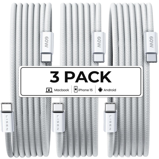 LISEN 60W USB C Fast Charging Cable 3Pack