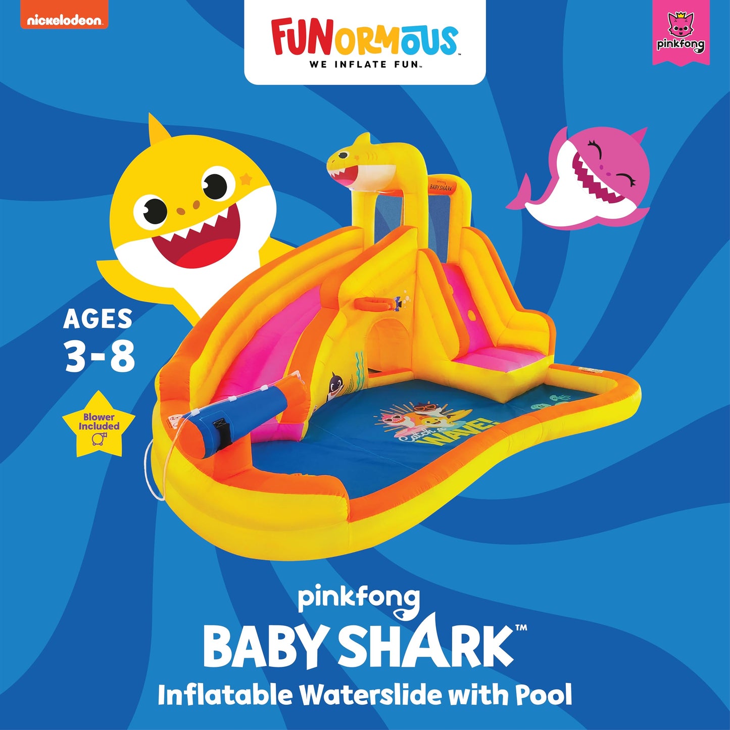 Baby Shark Bounce House with Slide and Sprayer