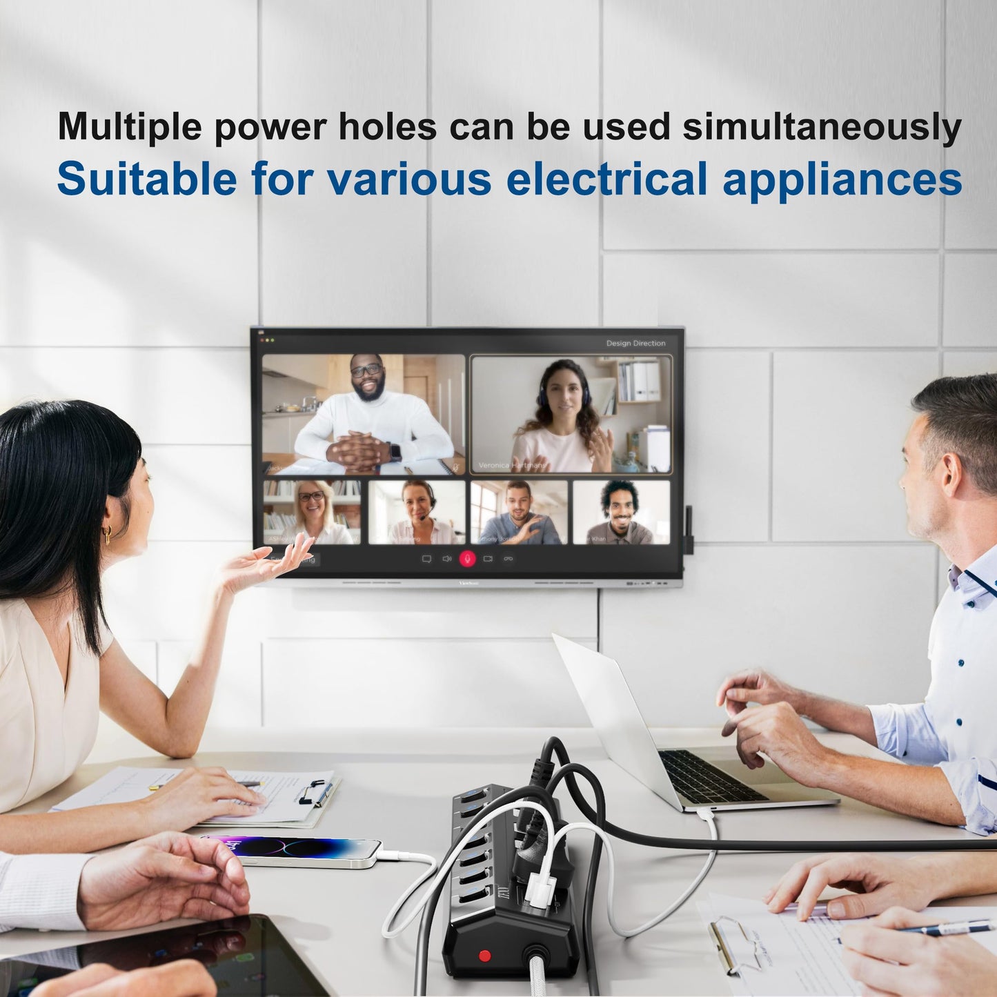 Power Strip with USB Ports,5FT Total 70W 4 USB Charging Station,USB-C(PD 20W) 3USB-A(QC20W*1,5V3A*2),Individually Switchable 1875W Extension Cord with 6 Outlets,Overload Protection