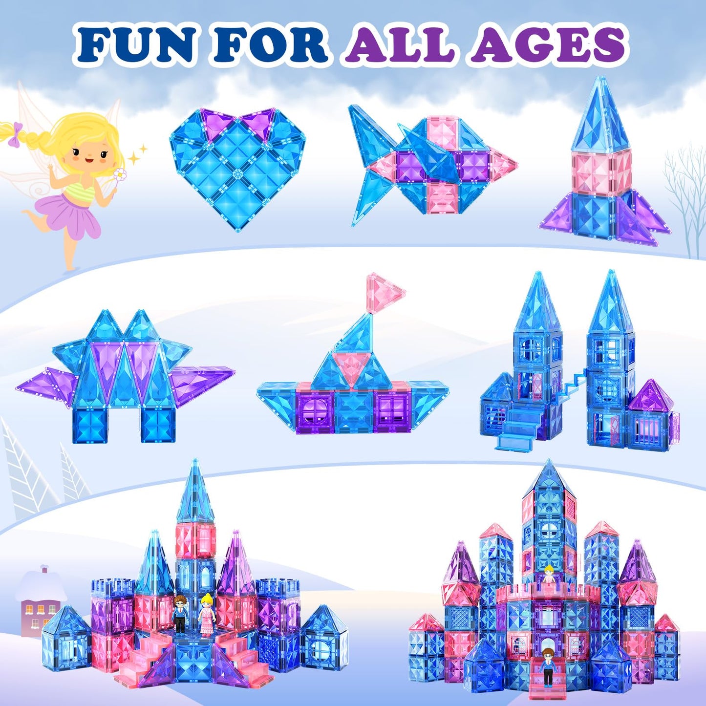 102pcs Magnetic Building Tiles with Dolls