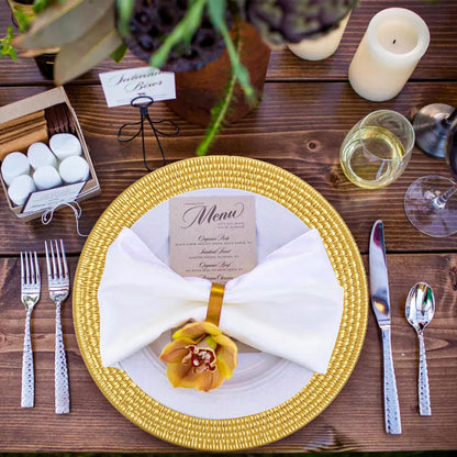 Nicunom 12 Pack Gold Charger Plates, 13 Inch Round Chargers Plate Reusable Plastic Chargers for Dinner Plates, Decorative Charger Plates for Table Setting Wedding Party Event Decoration