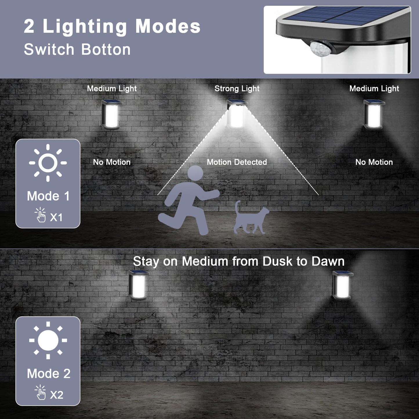 Solar Motion Sensor Lights Outdoor, 1200 Lumens