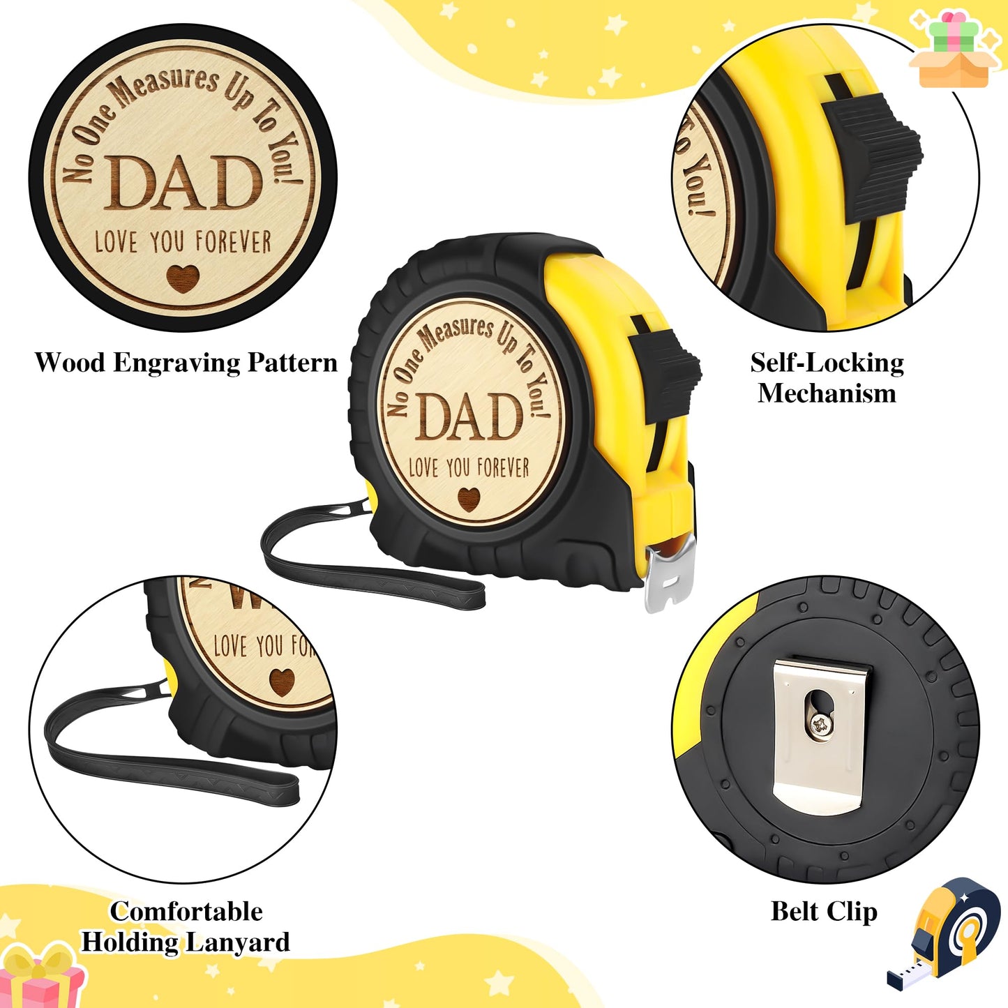 Engraved 25FT Tape Measure Tool Gift for Dad