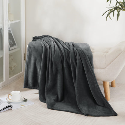 NICETOWN Grey Fleece Twin Blanket - Lightweight Plush