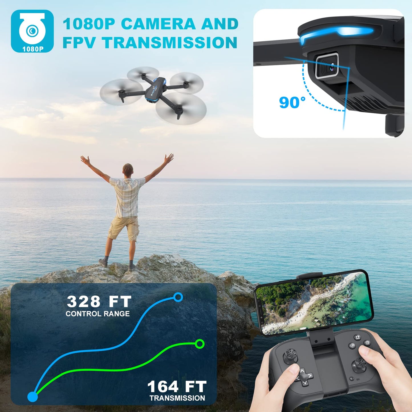 1080P Camera Drone for Kids with Remote Control