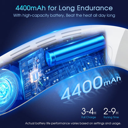 Jawhock Portable Neck Fan｜Semiconductor Cooling Bladeless Fan｜4400mAh Rechargeable Battery｜LED Digital Display｜Hands Free Fan for Kitchen Fitness Travel Camping Working｜Fashinable Gifts