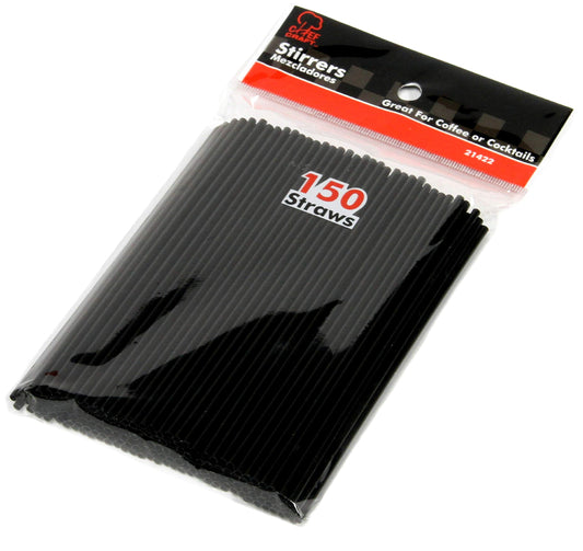 Chef Craft 150 Black Plastic Cocktail Straws