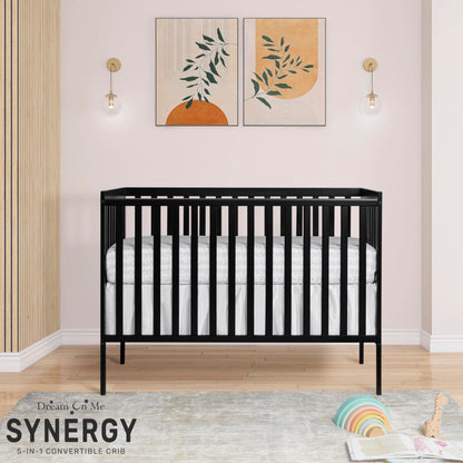 Dream On Me Synergy 5-In-1 Convertible Crib In Black, Greenguard Gold Certified