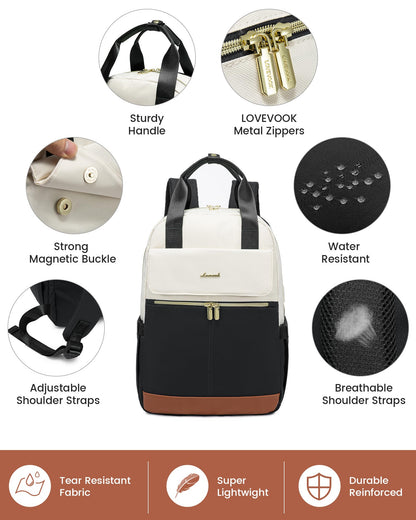 LOVEVOOK Laptop Backpack for Women, 17.3inch Laptop Bag with USB Port, Waterproof Travel Work Backpack Purse, Anti-Theft Backpacks Casual Computer Daypack Nurse Teacher Bag