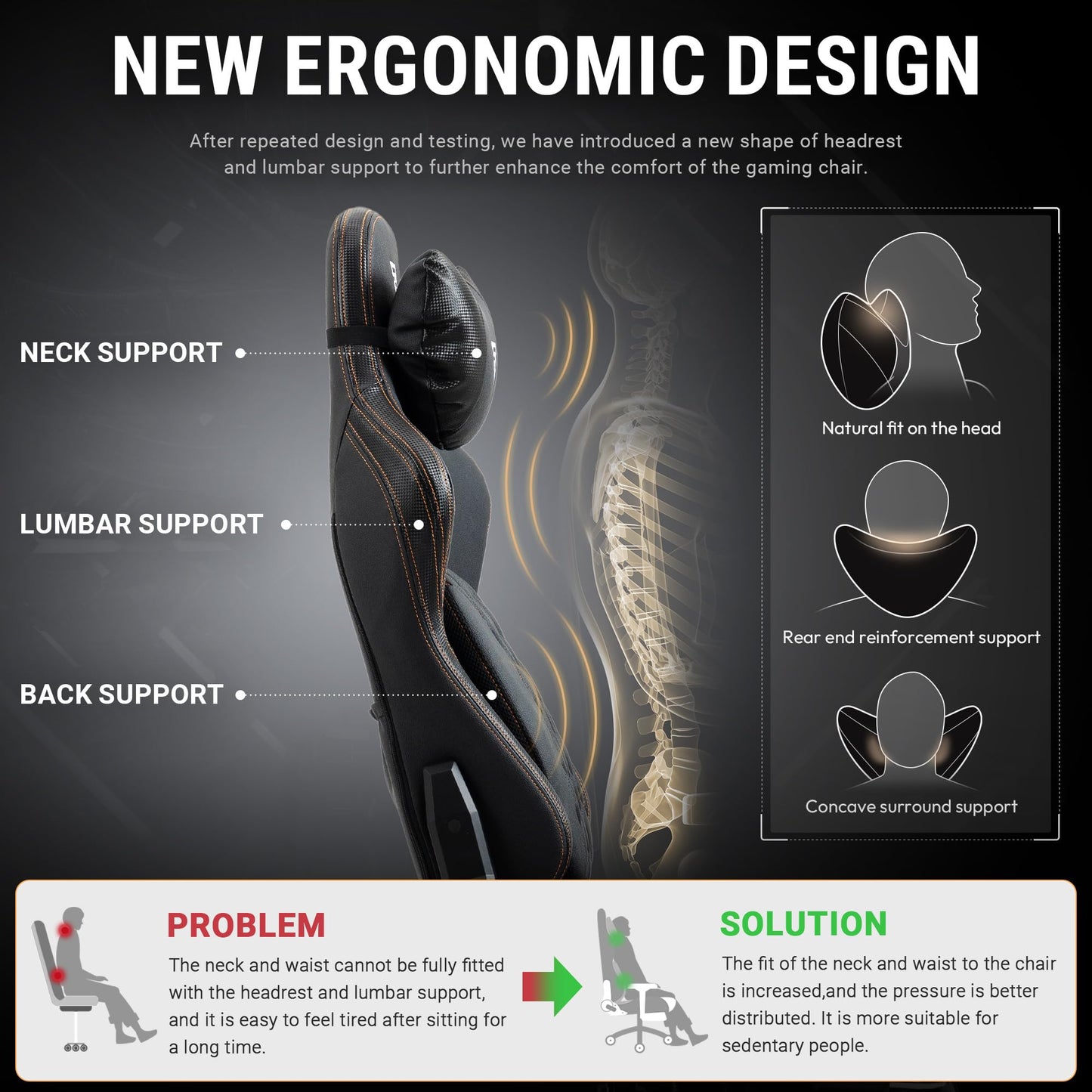Ergonomic Gaming Chair with Footrest, 400LBS