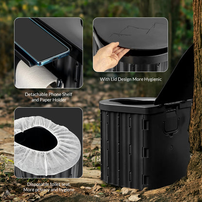 Portable Camping Toilet with Lid and Paper Holder