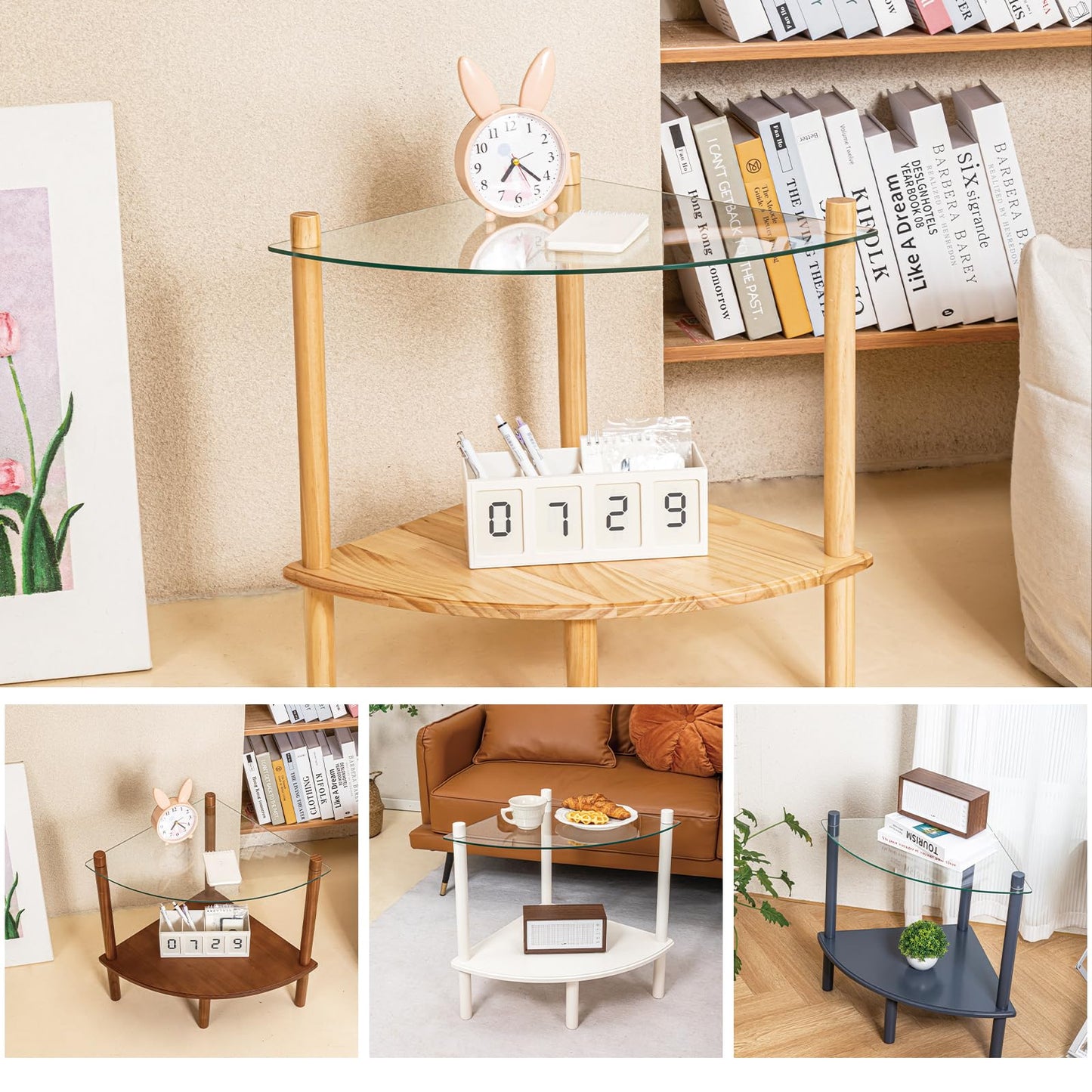 Stylish 2-Tier Glass Top Side Table