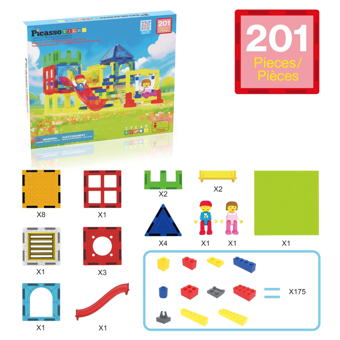 PicassoTiles Magnetic Building Blocks Playground Set