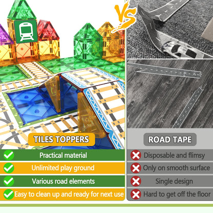 Magnetic Tiles Train Track Playset for Kids
