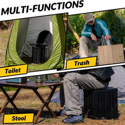 Portable Camping Toilet with Lid and Paper Holder
