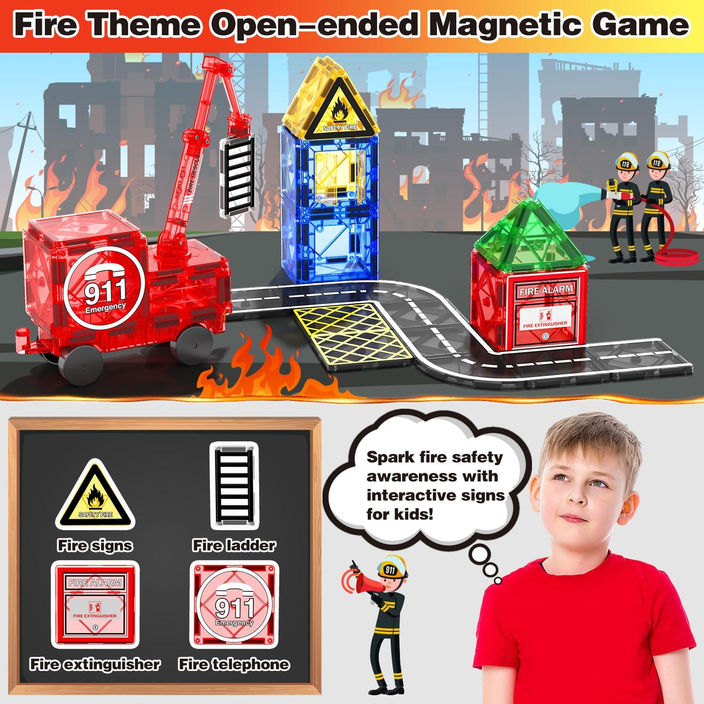Magnetic Tiles Road Set Toy for Kids