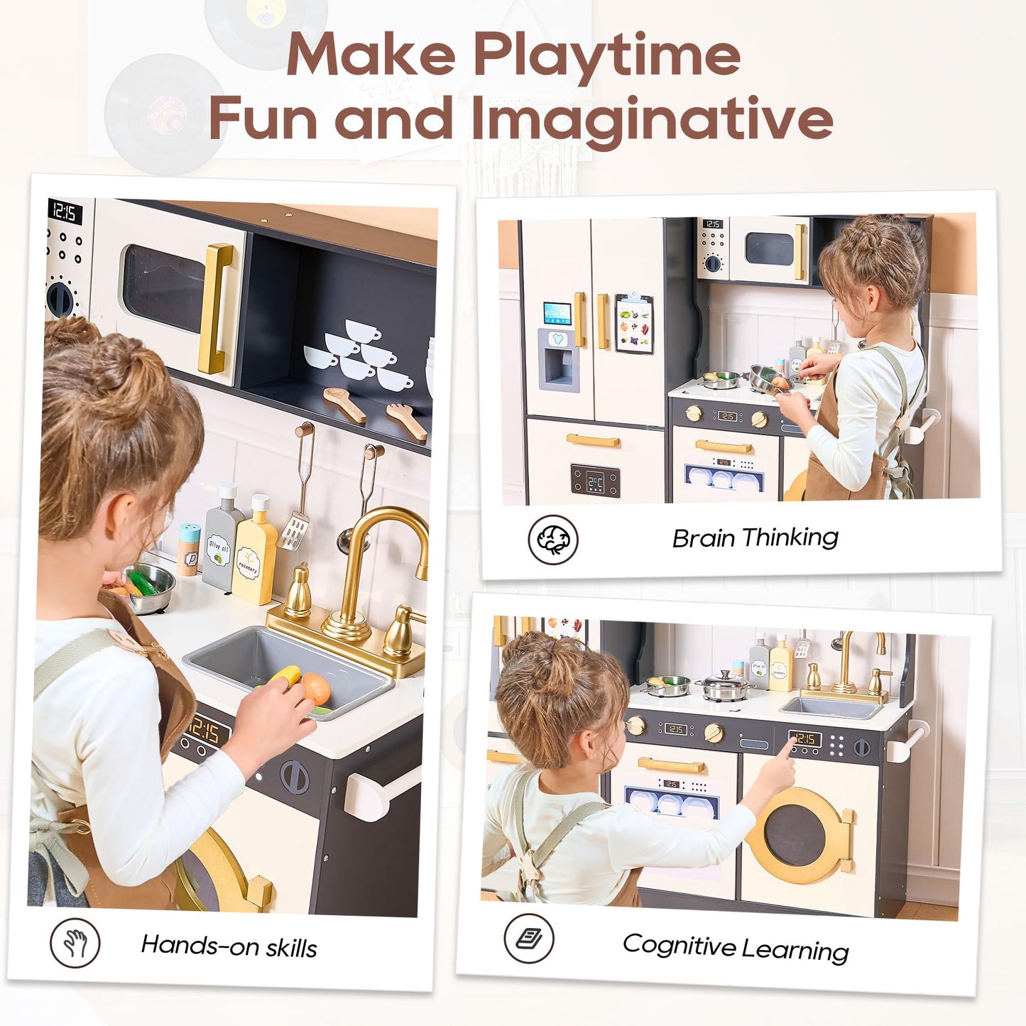 Kids Play Kitchen Set with Realistic Accessories