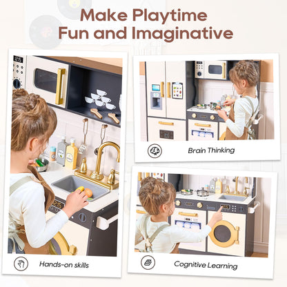 Kids Play Kitchen Set with Realistic Accessories