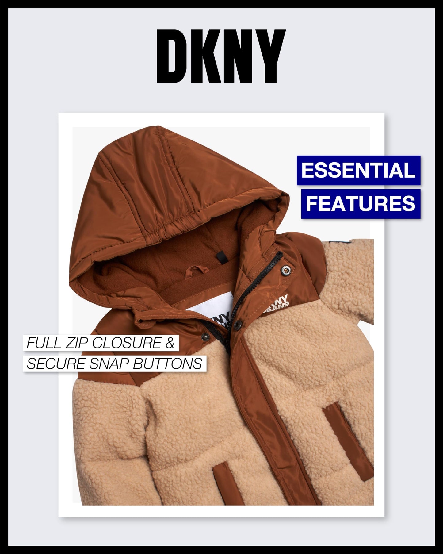 DKNY Toddler Boys Jacket - Heavyweight Polar Fleece Lined Sherpa Layette Bubble Puffer Jacket - Infant Winter Jacket (12M-4T), Size 12 Months, Timber