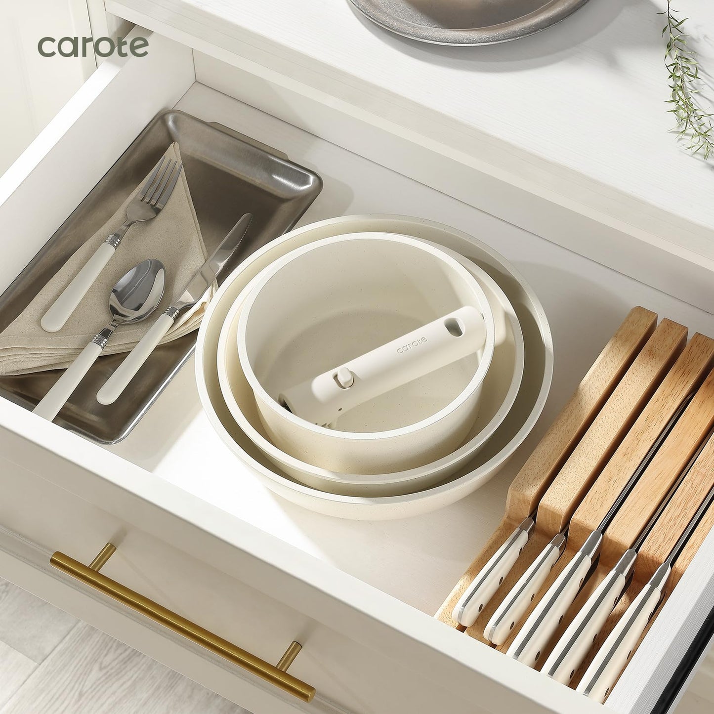 CAROTE 15-Piece Nonstick Cookware Set with Handles