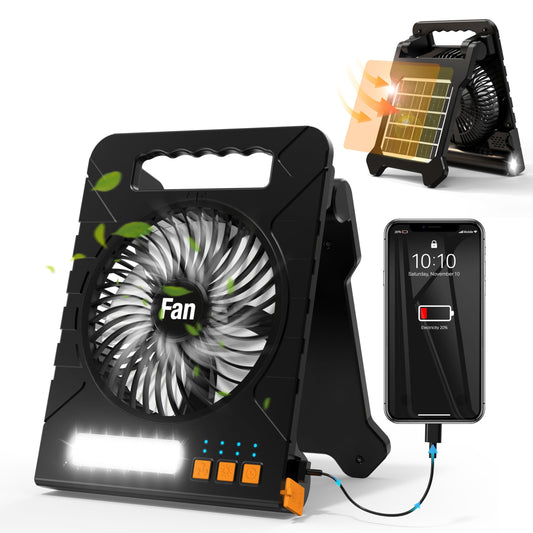 4000mAh Solar Powered Camping Fan with Lantern
