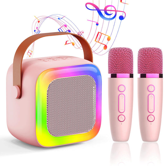 Mini Karaoke Machine with 2 Wireless Microphones