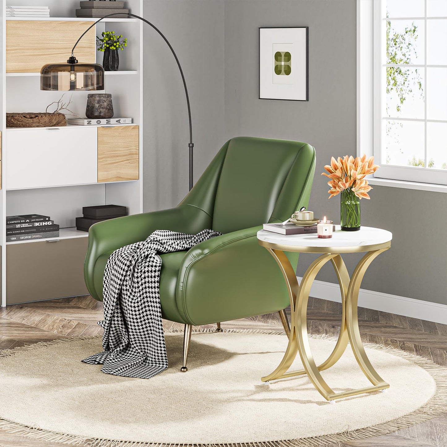 Tribesigns Round Faux Marble Side Table Set